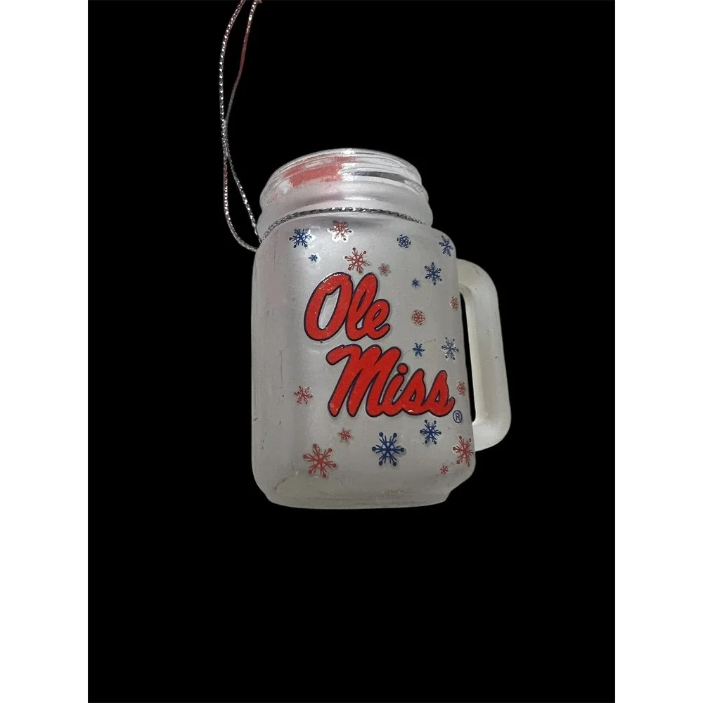 Ole Miss Rebels‎ Fan Christmas Ornaments Set Mason Jar Snowflakes Sleigh Wreath